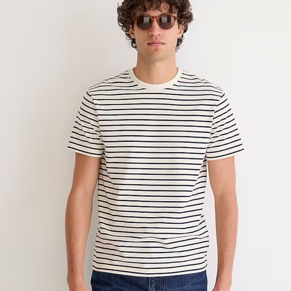 J crew ivory navy Cotton T-shirt in stripe - Picture 1 of 5